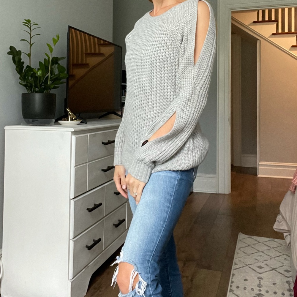 Grey sweater with sleeve detail